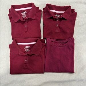 IZOD girls uniform polo tops maroon size 4/5 4 pack